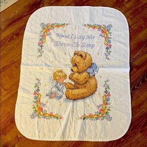 Handmade Cross-Stitch Wall Hanging – "Now I Lay Me Down to Sleep" – Little Angel